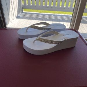 White Sparkly Platform Flipflop